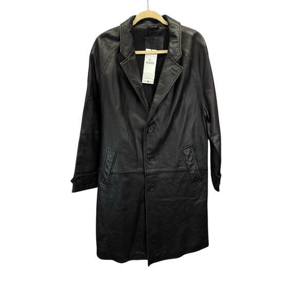 NWT Zara x Steven Meisel Black Real Leather Oversized Trench Coat Small - Picture 9 of 16